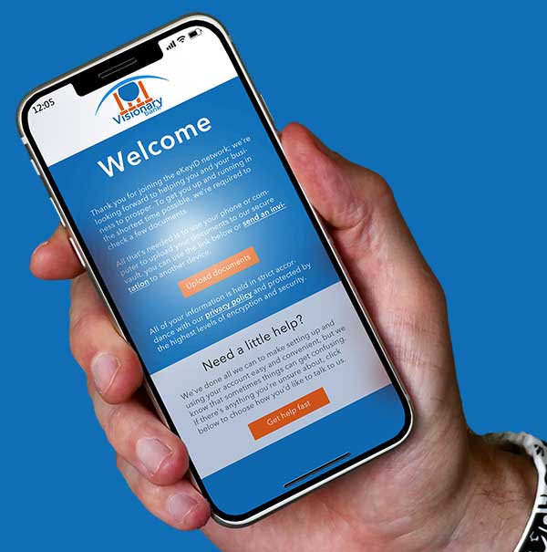Hand holding mobile bank portal
